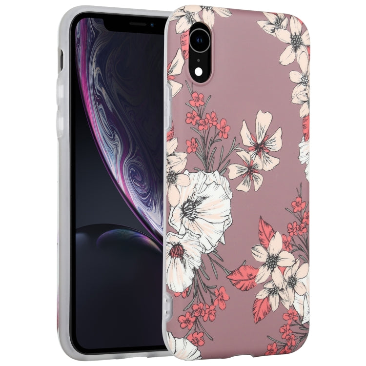 For iPhone XR Flowers Pattern IMD Shockproof TPU Protective Case