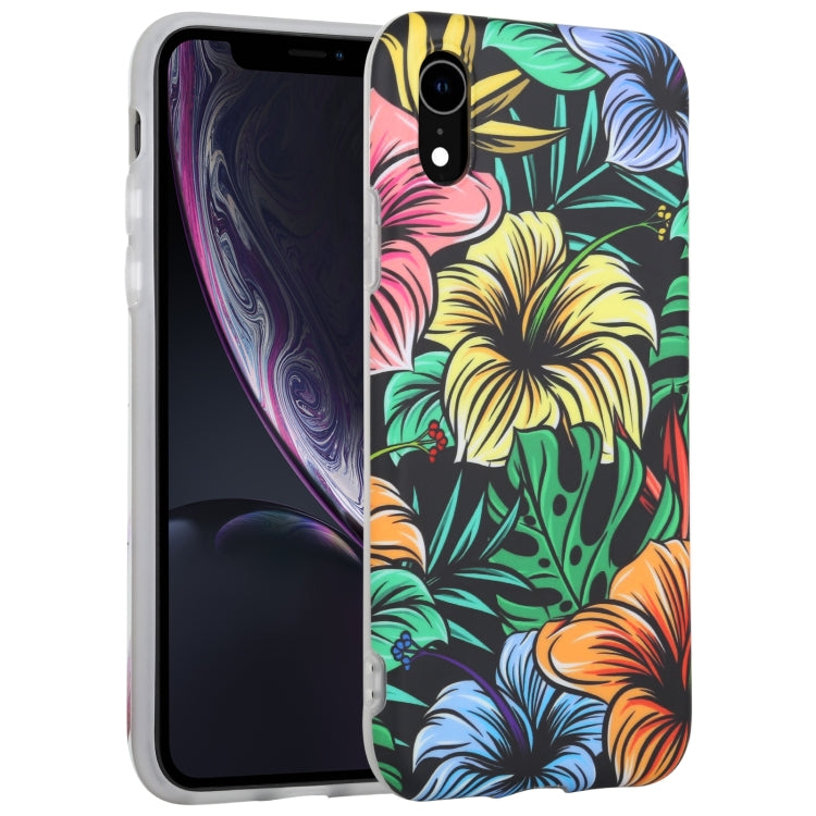 For iPhone XR Flowers Pattern IMD Shockproof TPU Protective Case