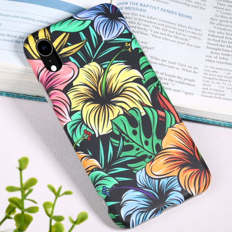 For iPhone XR Flowers Pattern IMD Shockproof TPU Protective Case