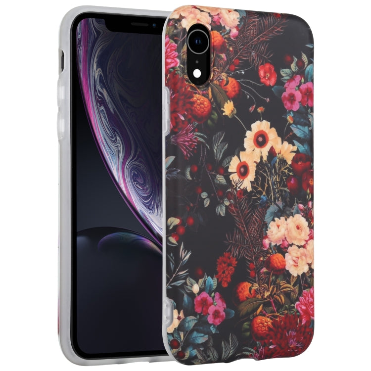 For iPhone XR Flowers Pattern IMD Shockproof TPU Protective Case