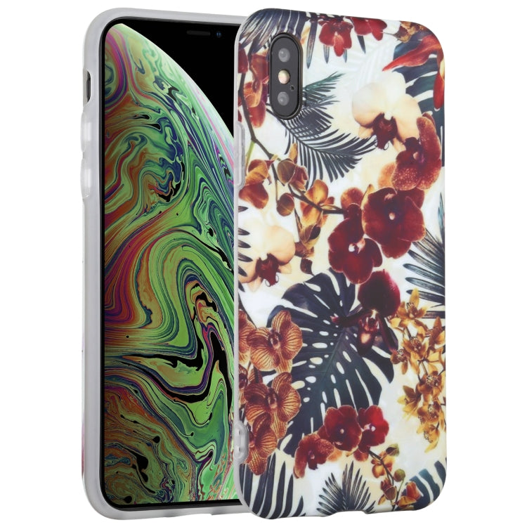 For iPhone XS Max Flowers Pattern IMD Shockproof TPU Protective Case