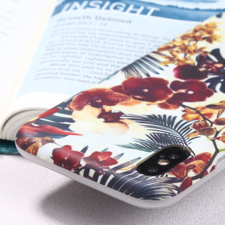 For iPhone XS Max Flowers Pattern IMD Shockproof TPU Protective Case