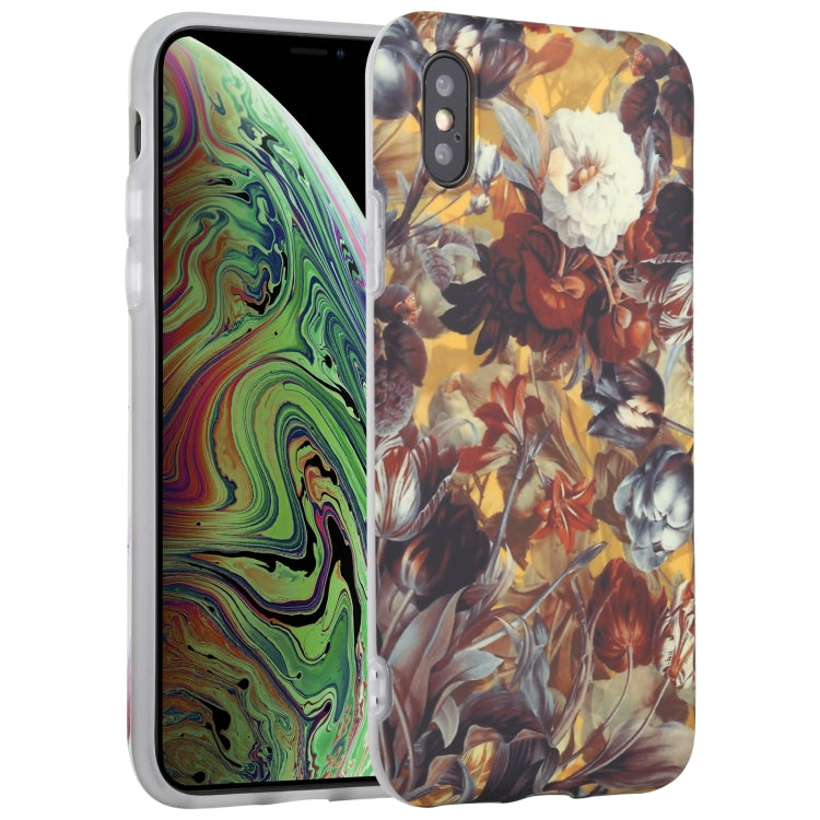 For iPhone XS Max Flowers Pattern IMD Shockproof TPU Protective Case