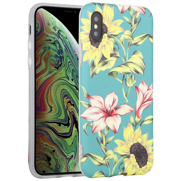 For iPhone XS Max Flowers Pattern IMD Shockproof TPU Protective Case