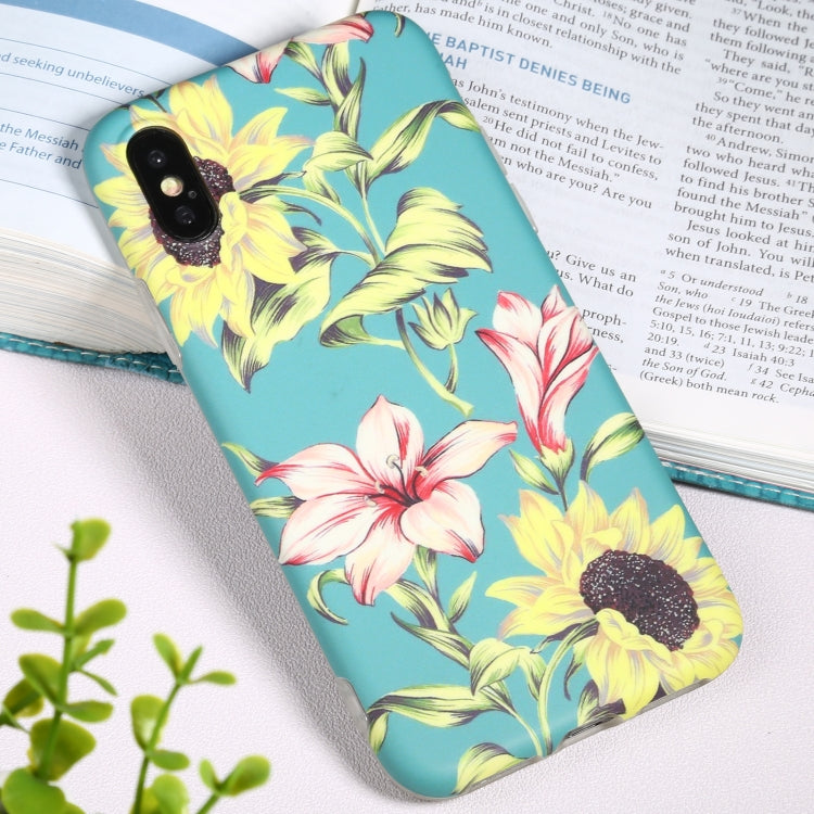 For iPhone XS Max Flowers Pattern IMD Shockproof TPU Protective Case