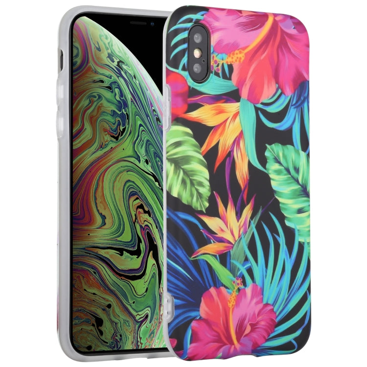For iPhone XS Max Flowers Pattern IMD Shockproof TPU Protective Case