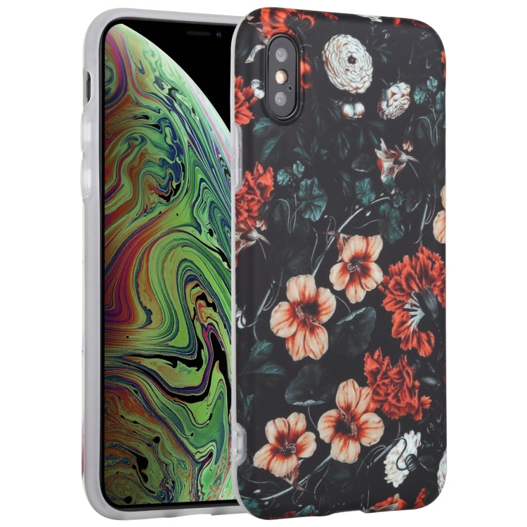 For iPhone XS Max Flowers Pattern IMD Shockproof TPU Protective Case