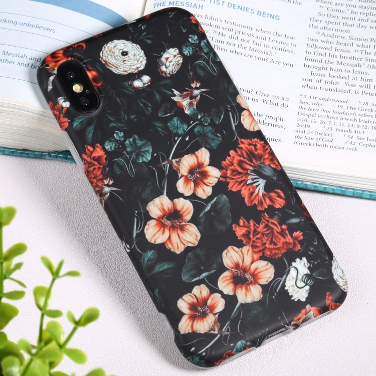 For iPhone XS Max Flowers Pattern IMD Shockproof TPU Protective Case
