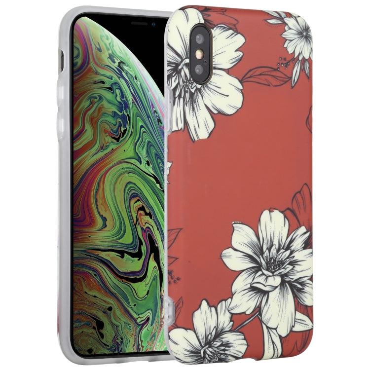 For iPhone XS Max Flowers Pattern IMD Shockproof TPU Protective Case