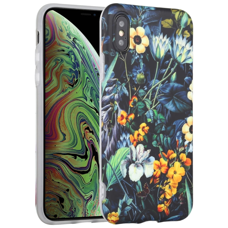 For iPhone XS Max Flowers Pattern IMD Shockproof TPU Protective Case