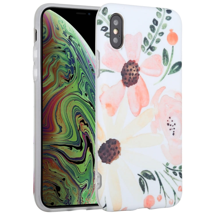 For iPhone XS Max Flowers Pattern IMD Shockproof TPU Protective Case
