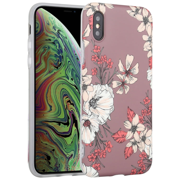 For iPhone XS Max Flowers Pattern IMD Shockproof TPU Protective Case