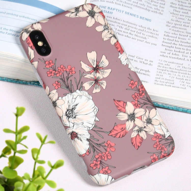 For iPhone XS Max Flowers Pattern IMD Shockproof TPU Protective Case