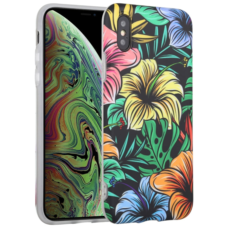 For iPhone XS Max Flowers Pattern IMD Shockproof TPU Protective Case