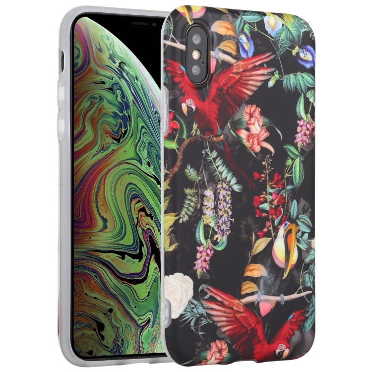 For iPhone XS Max Flowers Pattern IMD Shockproof TPU Protective Case