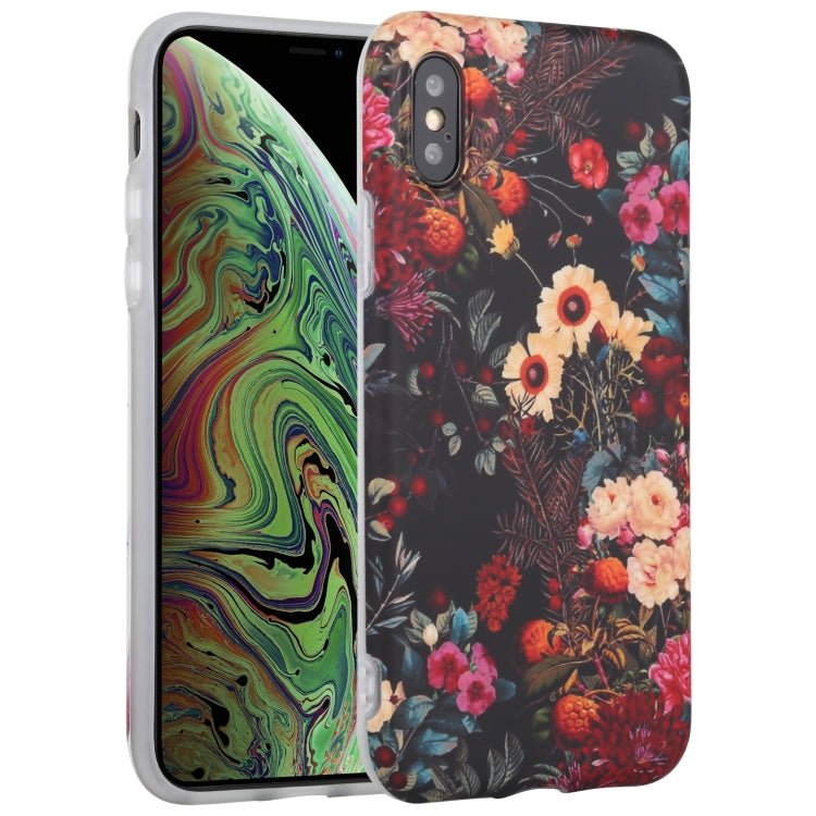 For iPhone XS Max Flowers Pattern IMD Shockproof TPU Protective Case