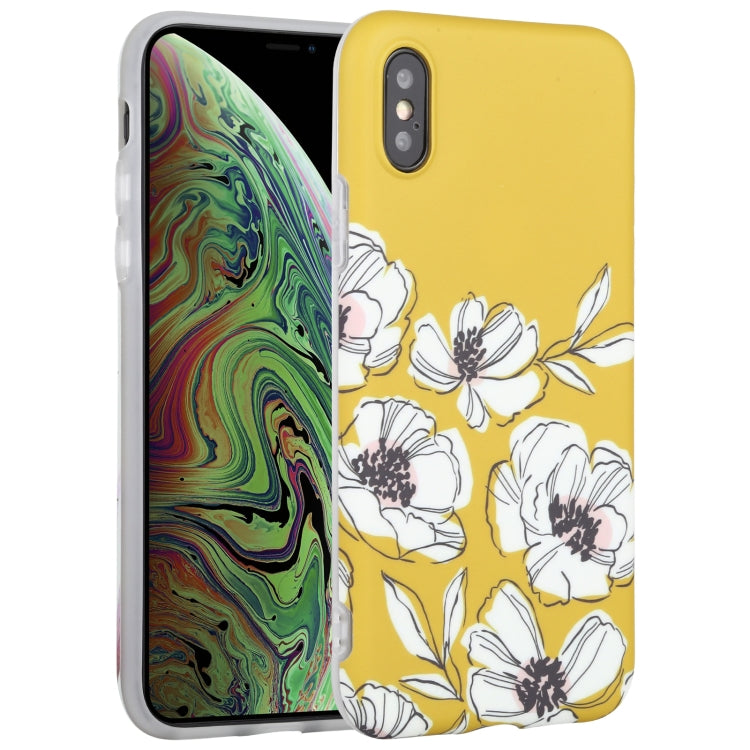 For iPhone XS Max Flowers Pattern IMD Shockproof TPU Protective Case