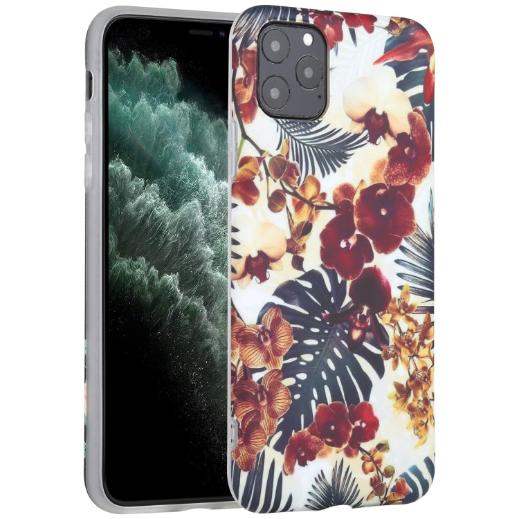 For iPhone 11 Pro Max Flowers Pattern IMD Shockproof TPU Protective Case