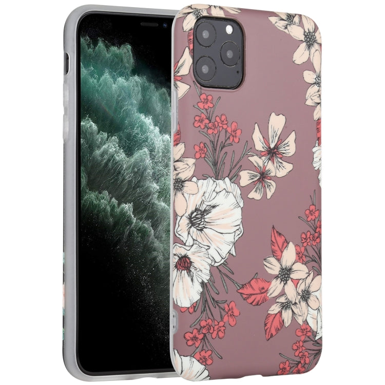 For iPhone 11 Pro Max Flowers Pattern IMD Shockproof TPU Protective Case