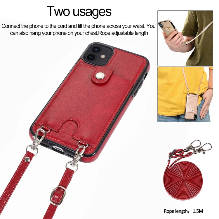 For iPhone 12 mini Shockproof PU Leather + TPU Protective Case with Card Slot & Lanyard