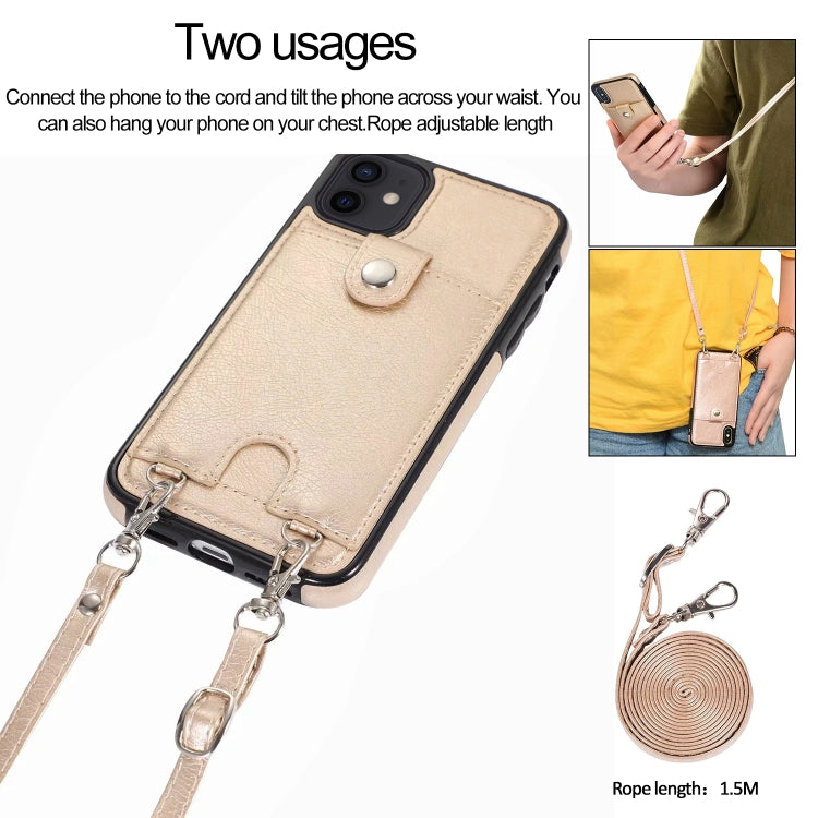 For iPhone 12 mini Shockproof PU Leather + TPU Protective Case with Card Slot & Lanyard