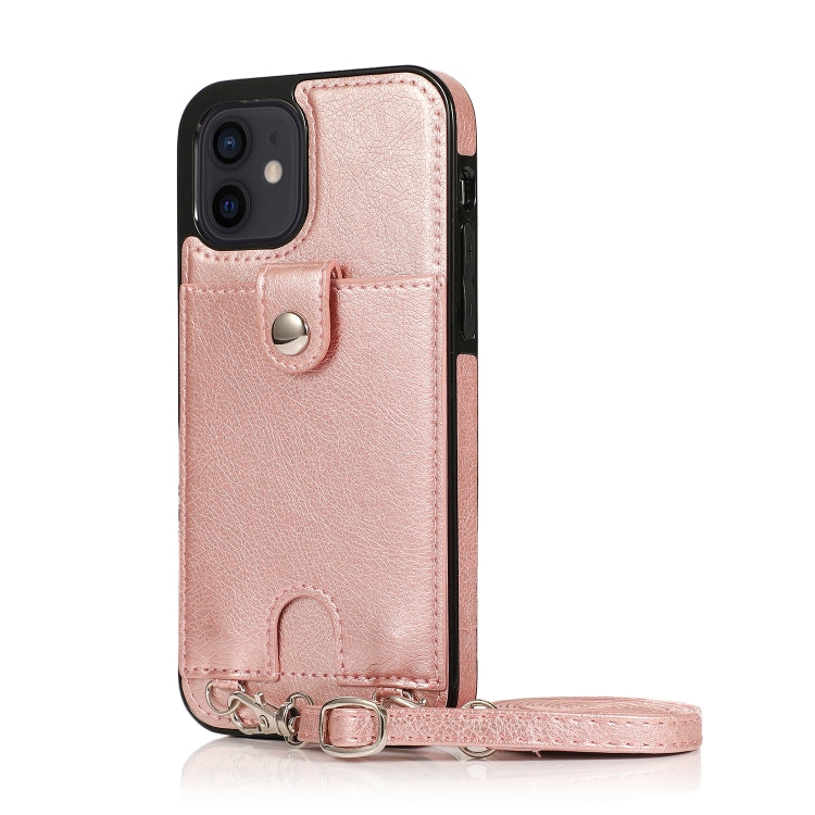 For iPhone 12 mini Shockproof PU Leather + TPU Protective Case with Card Slot & Lanyard