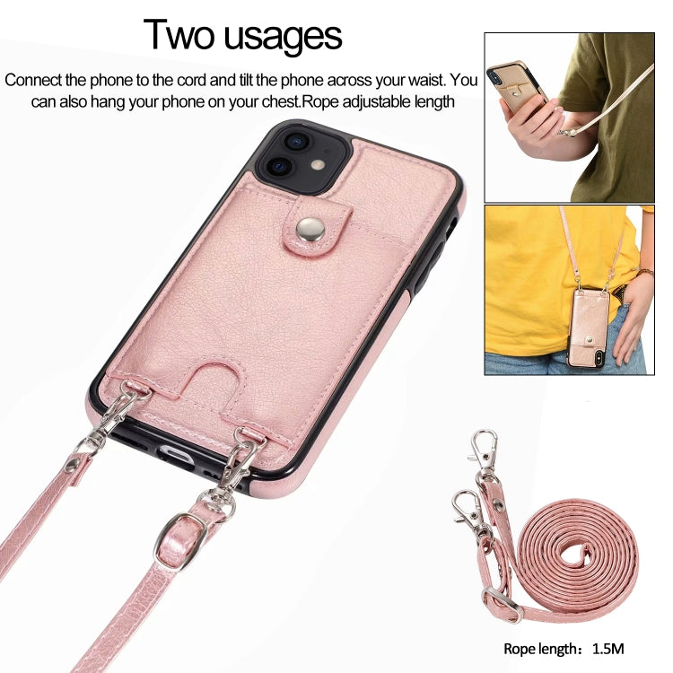 For iPhone 12 mini Shockproof PU Leather + TPU Protective Case with Card Slot & Lanyard
