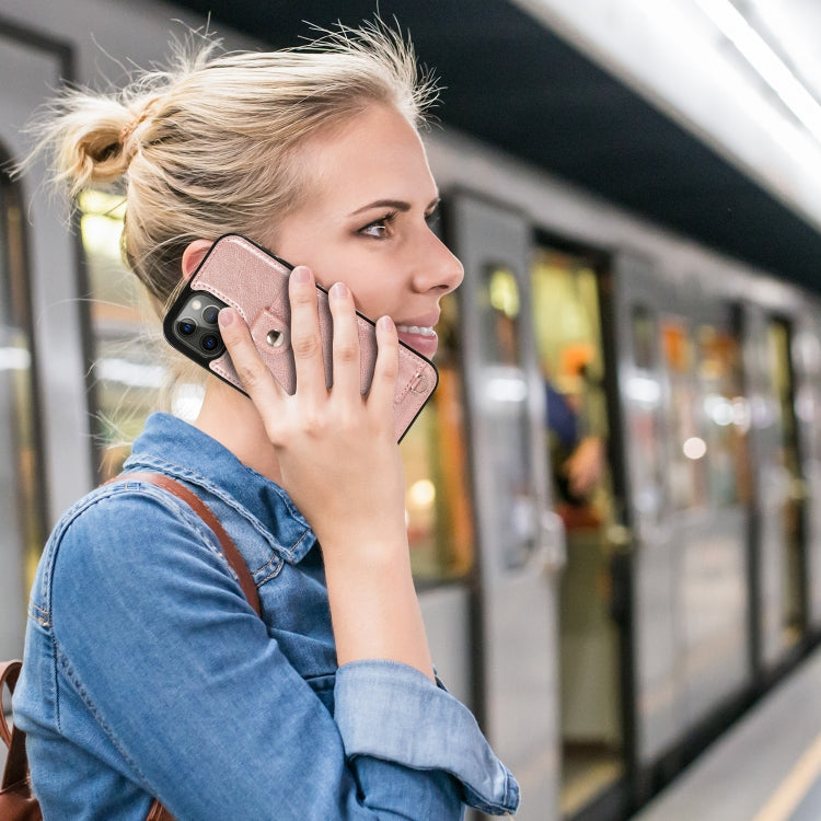 For iPhone 12 / 12 Pro Shockproof PU Leather + TPU Protective Case with Card Slot & Lanyard