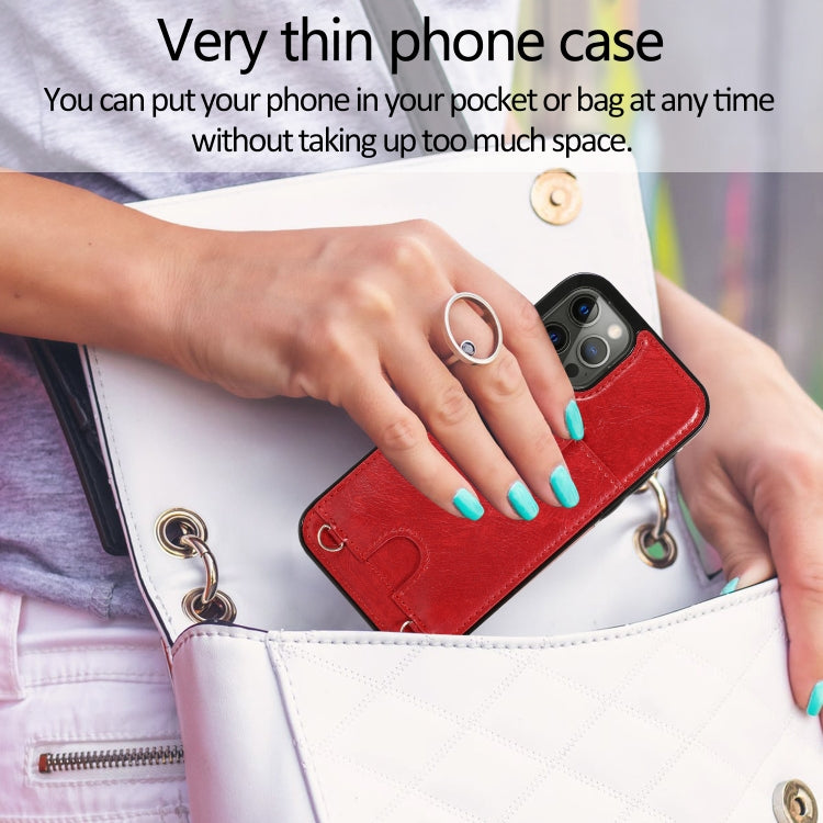 For iPhone 12 Pro Max Shockproof PU Leather + TPU Protective Case with Card Slot & Lanyard