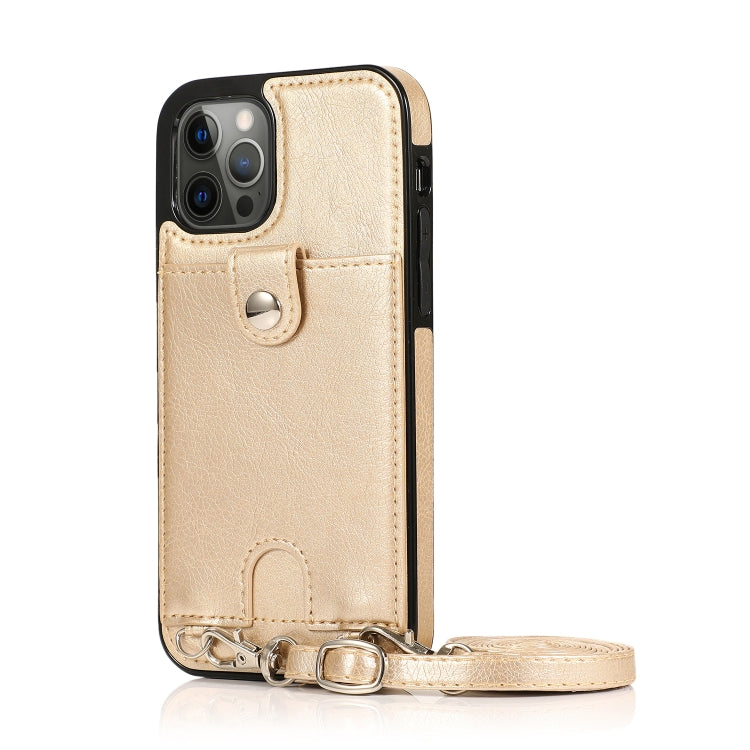 For iPhone 12 Pro Max Shockproof PU Leather + TPU Protective Case with Card Slot & Lanyard