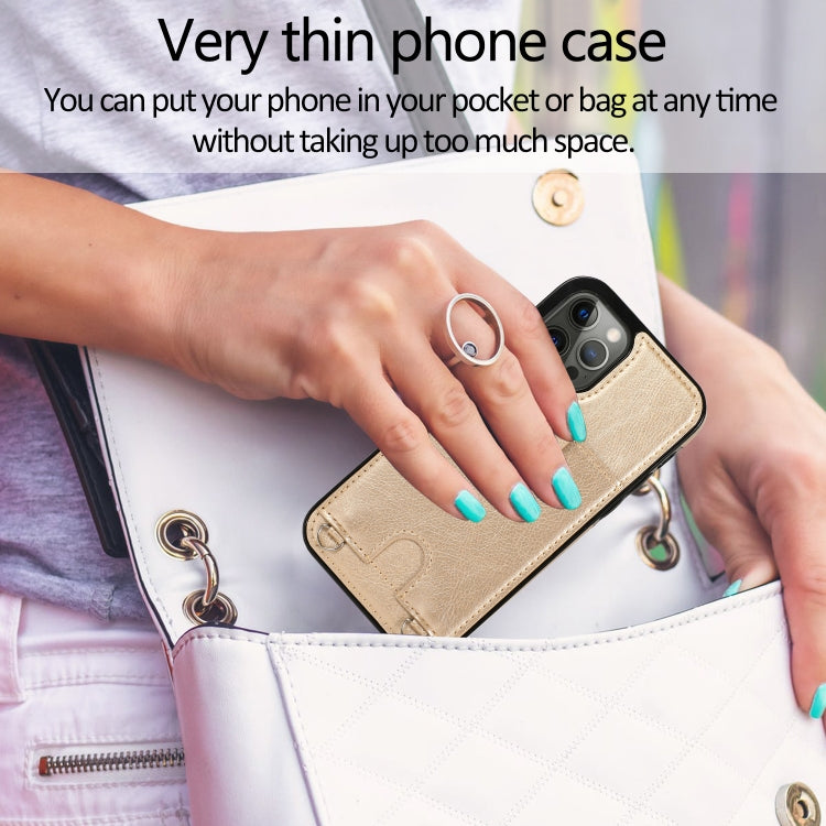 For iPhone 12 Pro Max Shockproof PU Leather + TPU Protective Case with Card Slot & Lanyard