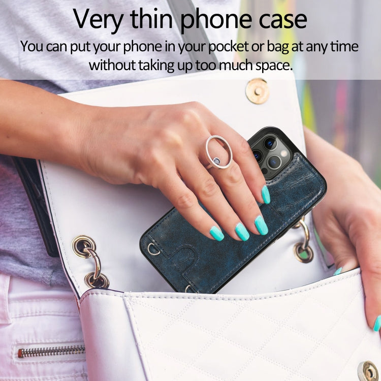 For iPhone 12 Pro Max Shockproof PU Leather + TPU Protective Case with Card Slot & Lanyard