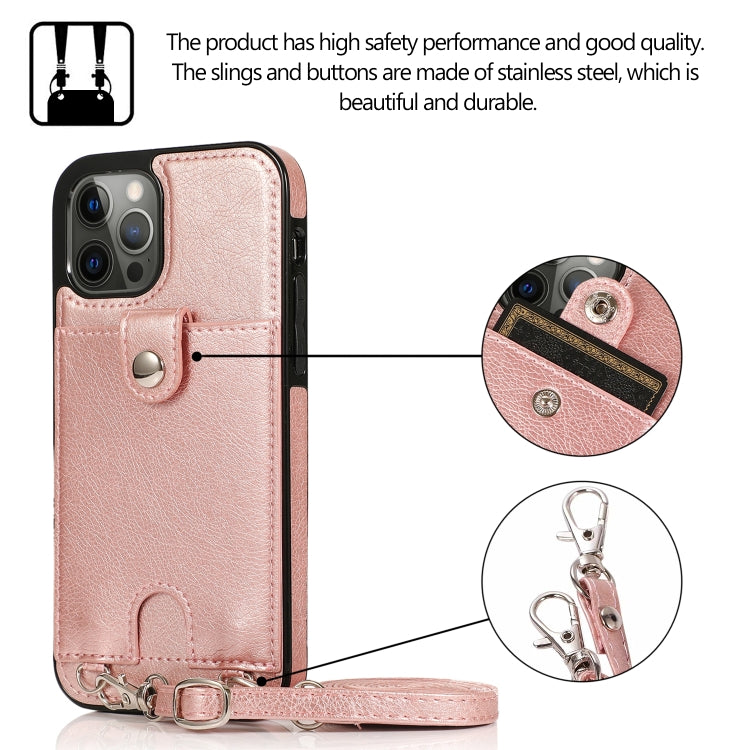 For iPhone 12 Pro Max Shockproof PU Leather + TPU Protective Case with Card Slot & Lanyard