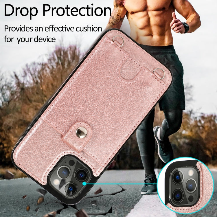 For iPhone 12 Pro Max Shockproof PU Leather + TPU Protective Case with Card Slot & Lanyard