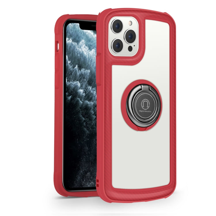 For iPhone 12 Pro Max Military Industry Acrylic Backplane Shockproof Protective Case with Ring Holder