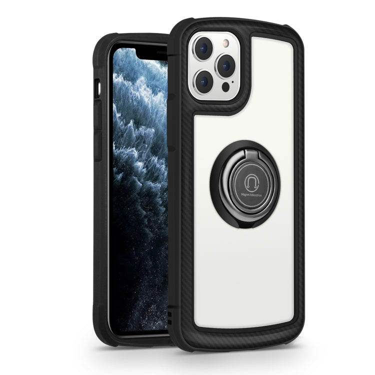For iPhone 12 Pro Max Military Industry Acrylic Backplane Shockproof Protective Case with Ring Holder