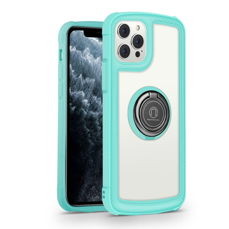 For iPhone 12 Pro Max Military Industry Acrylic Backplane Shockproof Protective Case with Ring Holder