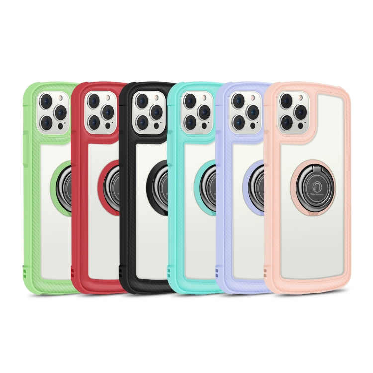 For iPhone 12 Pro Max Military Industry Acrylic Backplane Shockproof Protective Case with Ring Holder