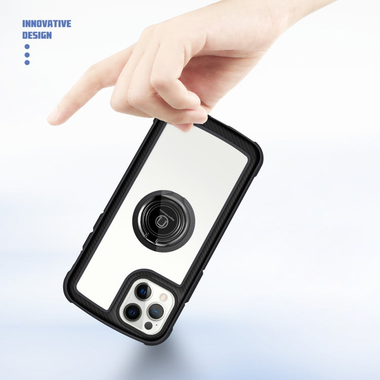 For iPhone 12 Pro Max Military Industry Acrylic Backplane Shockproof Protective Case with Ring Holder