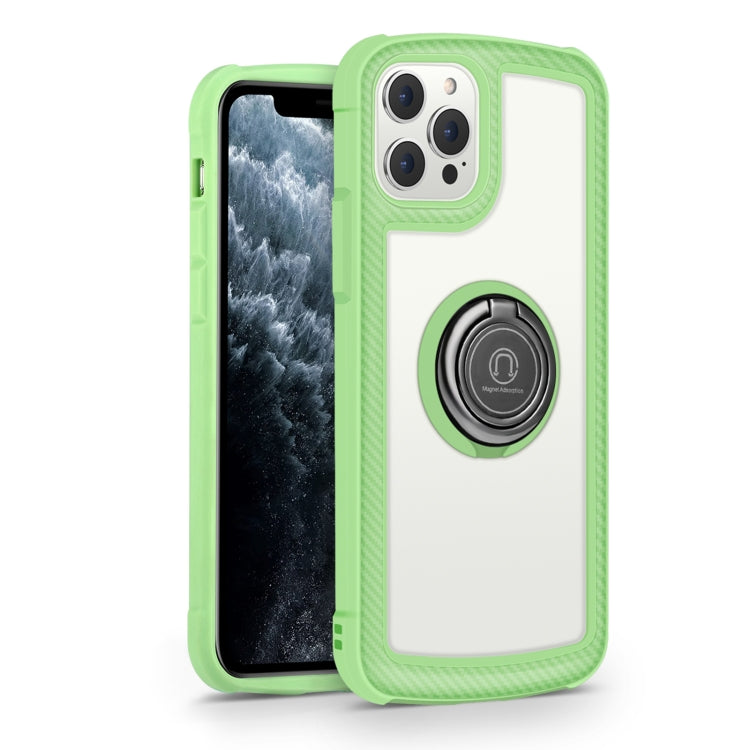 For iPhone 12 / 12 Pro Military Industry Acrylic Backplane Shockproof Protective Case with Ring Holder