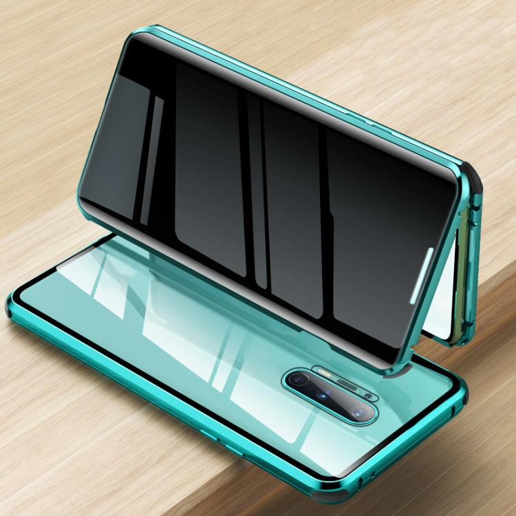 For OnePlus 8 Four-corner Shockproof Anti-peeping Magnetic Metal Frame Double-sided Tempered Glass Case