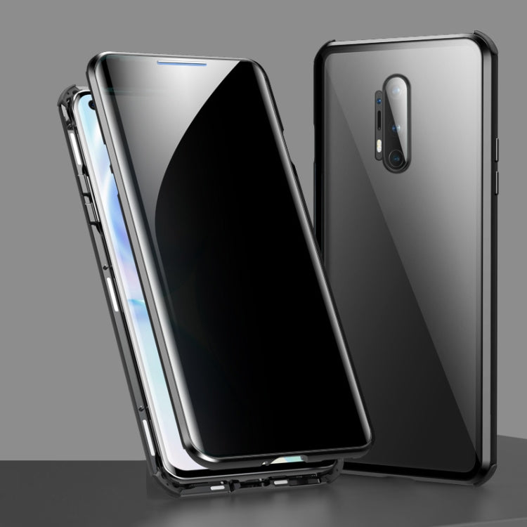 For OnePlus 8 Pro Four-corner Shockproof Anti-peeping Magnetic Metal Frame Double-sided Tempered Glass Case