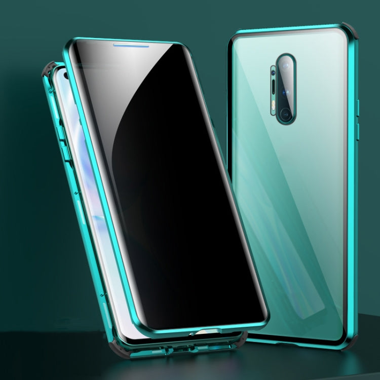 For OnePlus 8 Pro Four-corner Shockproof Anti-peeping Magnetic Metal Frame Double-sided Tempered Glass Case