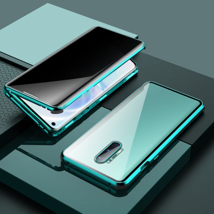 For OnePlus 8 Pro Four-corner Shockproof Anti-peeping Magnetic Metal Frame Double-sided Tempered Glass Case