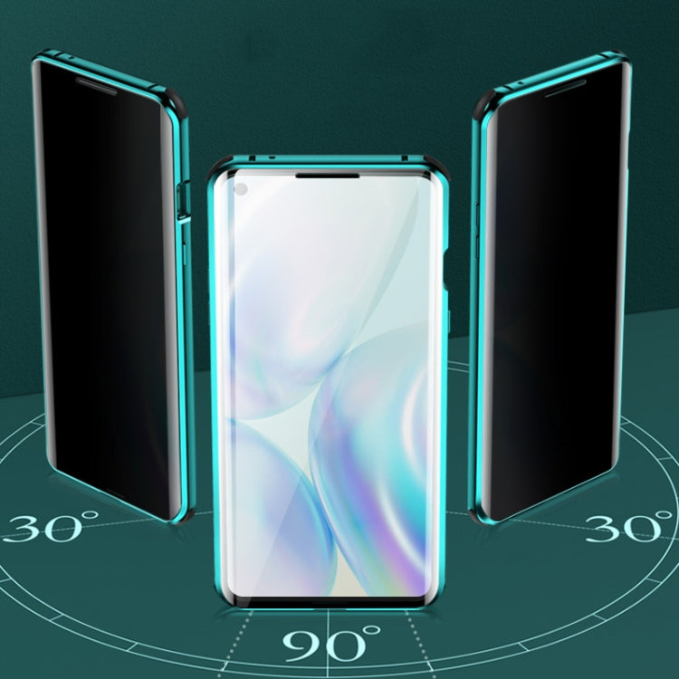 For OnePlus 8 Pro Four-corner Shockproof Anti-peeping Magnetic Metal Frame Double-sided Tempered Glass Case