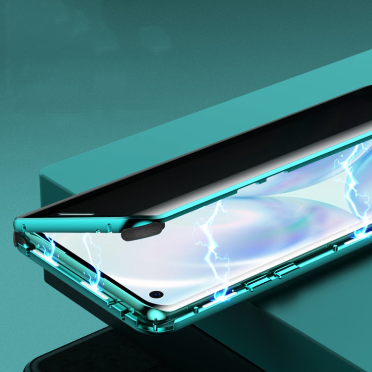 For OnePlus 8 Pro Four-corner Shockproof Anti-peeping Magnetic Metal Frame Double-sided Tempered Glass Case