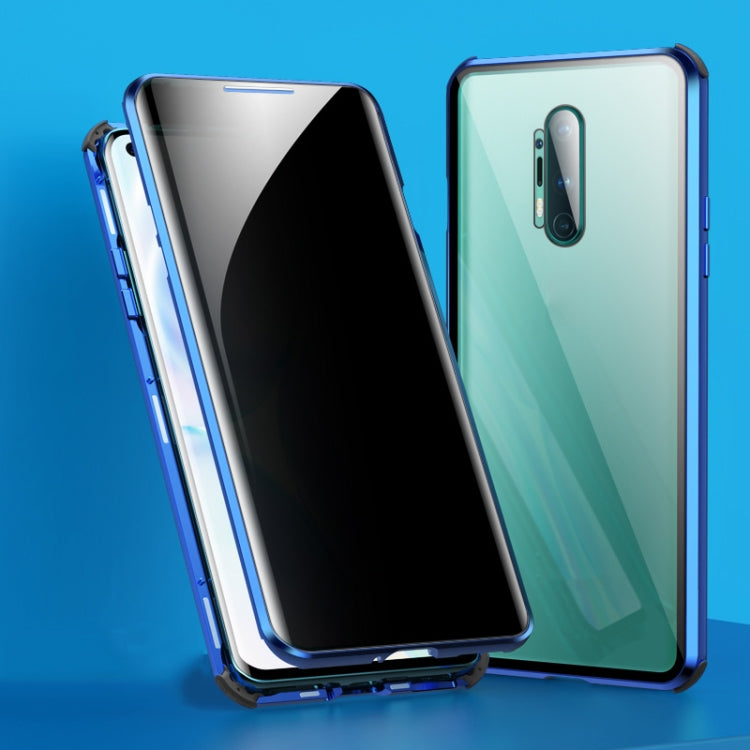 For OnePlus 8 Pro Four-corner Shockproof Anti-peeping Magnetic Metal Frame Double-sided Tempered Glass Case