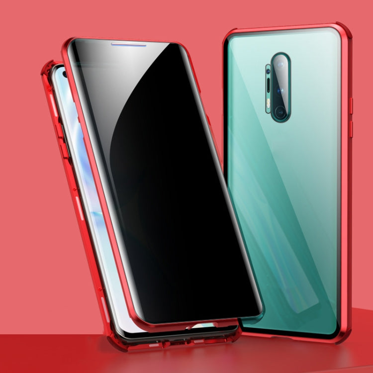 For OnePlus 8 Pro Four-corner Shockproof Anti-peeping Magnetic Metal Frame Double-sided Tempered Glass Case