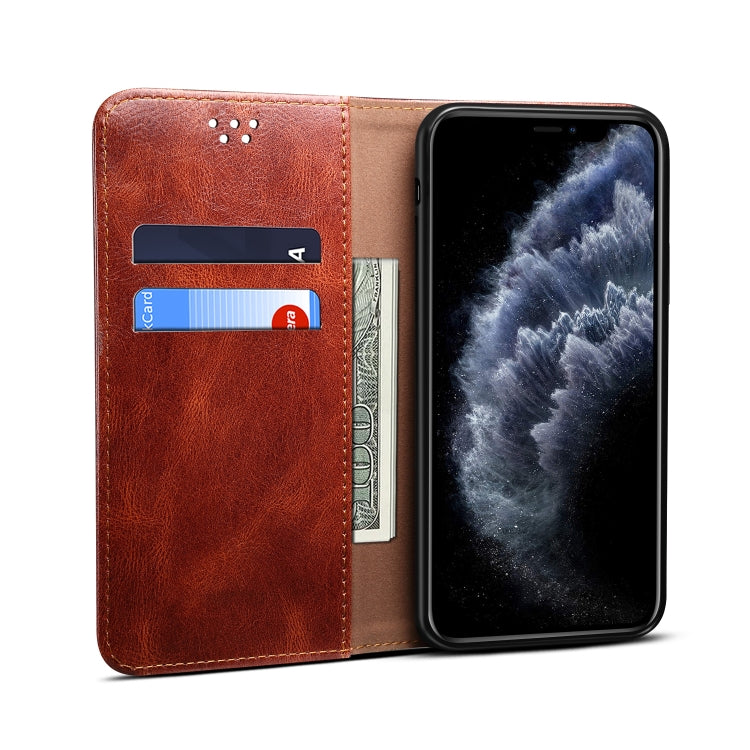 For iPhone 11 Pro Simple Wax Crazy Horse Texture Horizontal Flip Leather Case with Card Slots & Wallet