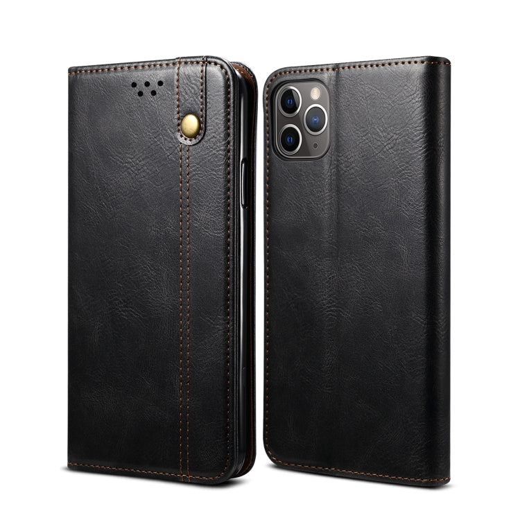 For iPhone 11 Pro Max Simple Wax Crazy Horse Texture Horizontal Flip Leather Case with Card Slots & Wallet